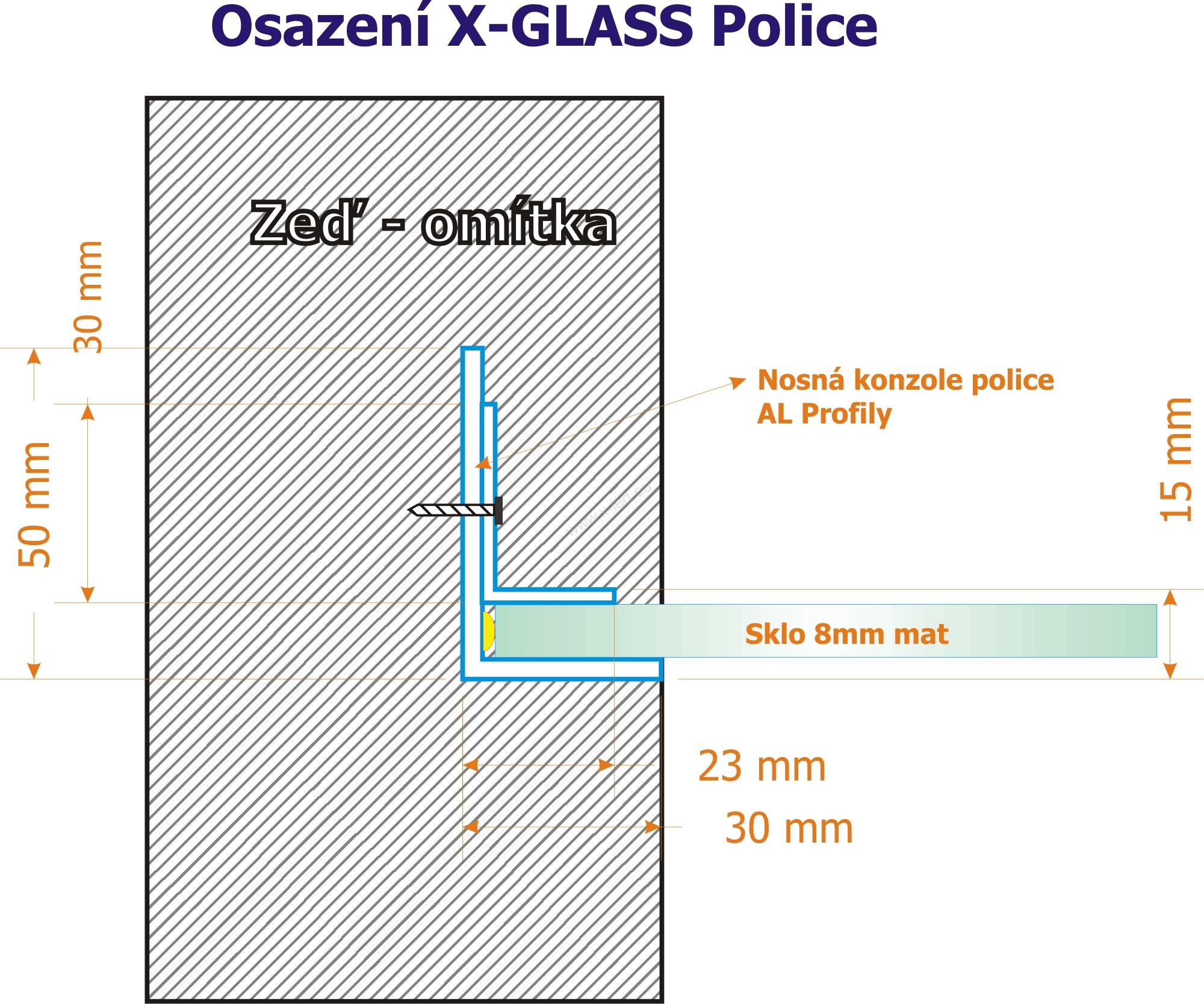 ZAPUŠTĚNÉ upevnění s LED osvětlením - 8mm