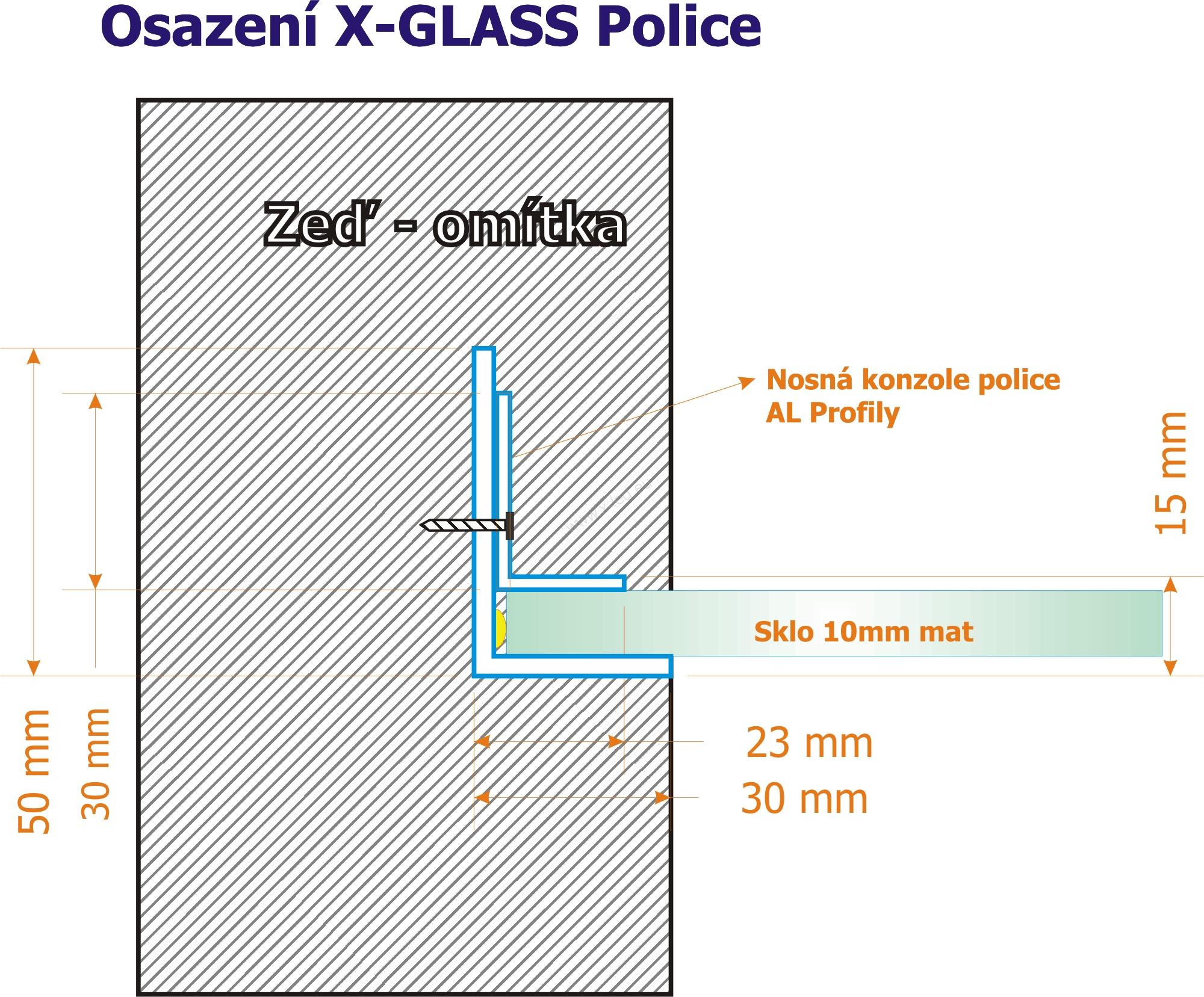 ZAPUŠTĚNÉ upevnění s LED osvětlením - 10mm
