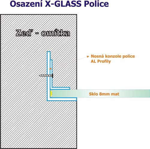 ZAPUŠTĚNÉ upevnění s LED osvětlením - 8mm
